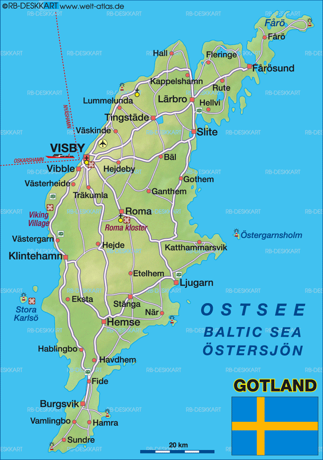Karte von Gotland (Insel in Schweden) | Welt-Atlas.de