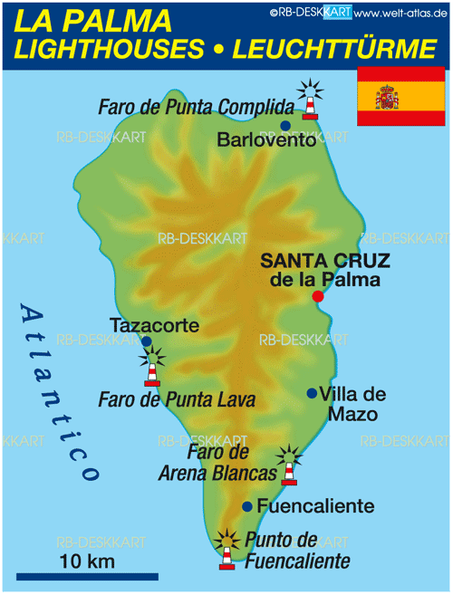 Karte von Leuchttürme La Palma (Themenkarte)