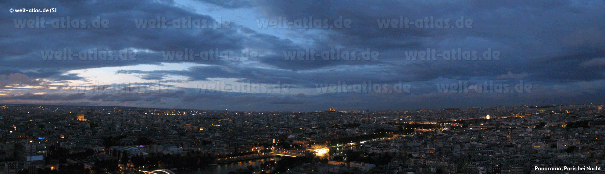 Karte von Paris, Foto Panorama Skyline (Schmuckkarte in Frankreich)