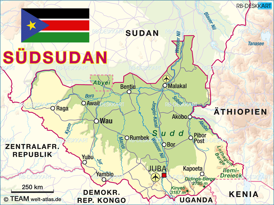 Karte von Südsudan (Land / Staat)