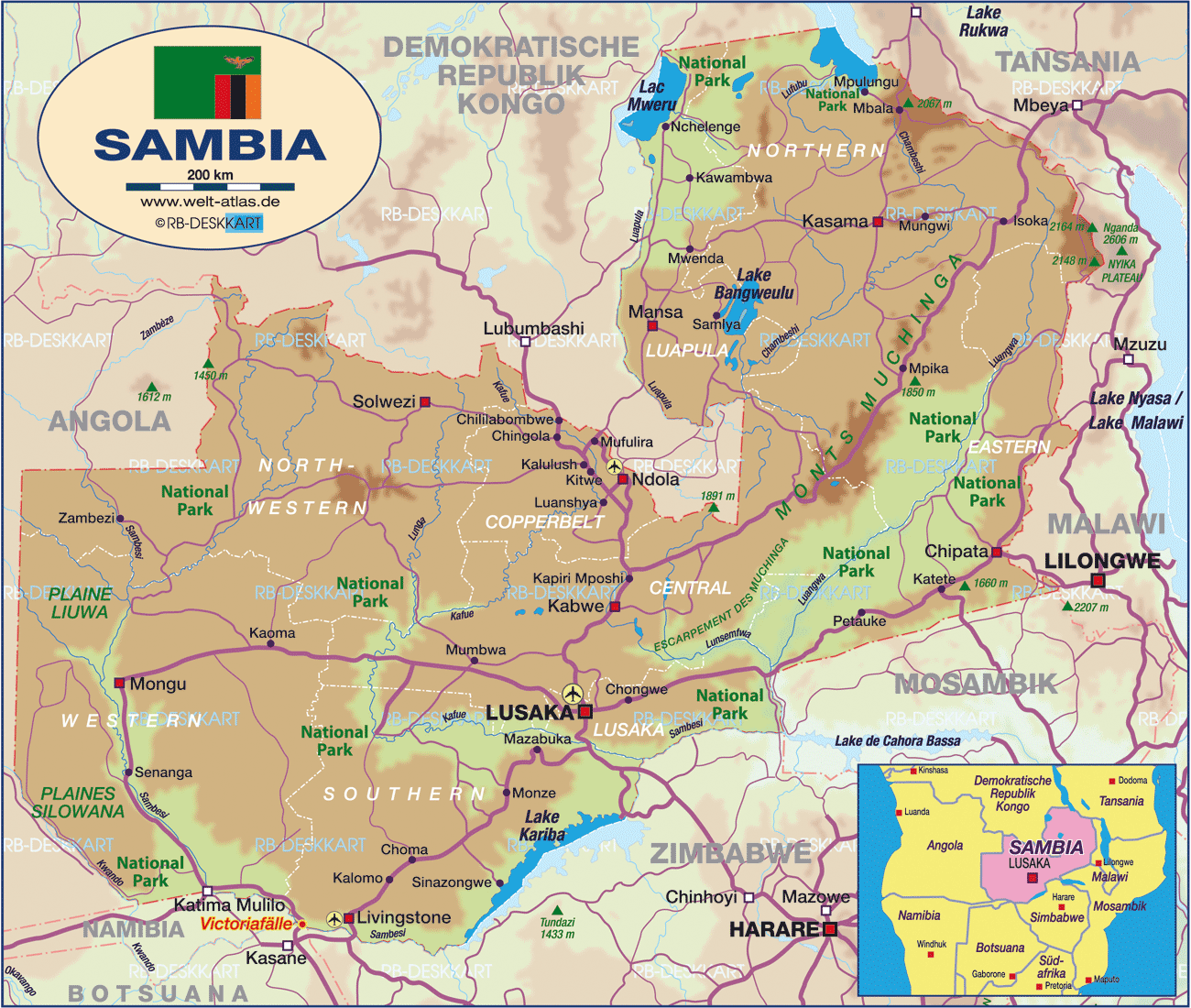 Map of Zambia (Country)