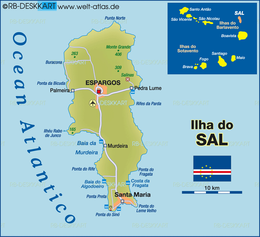 Karte von Sal (Insel in Kap Verde)