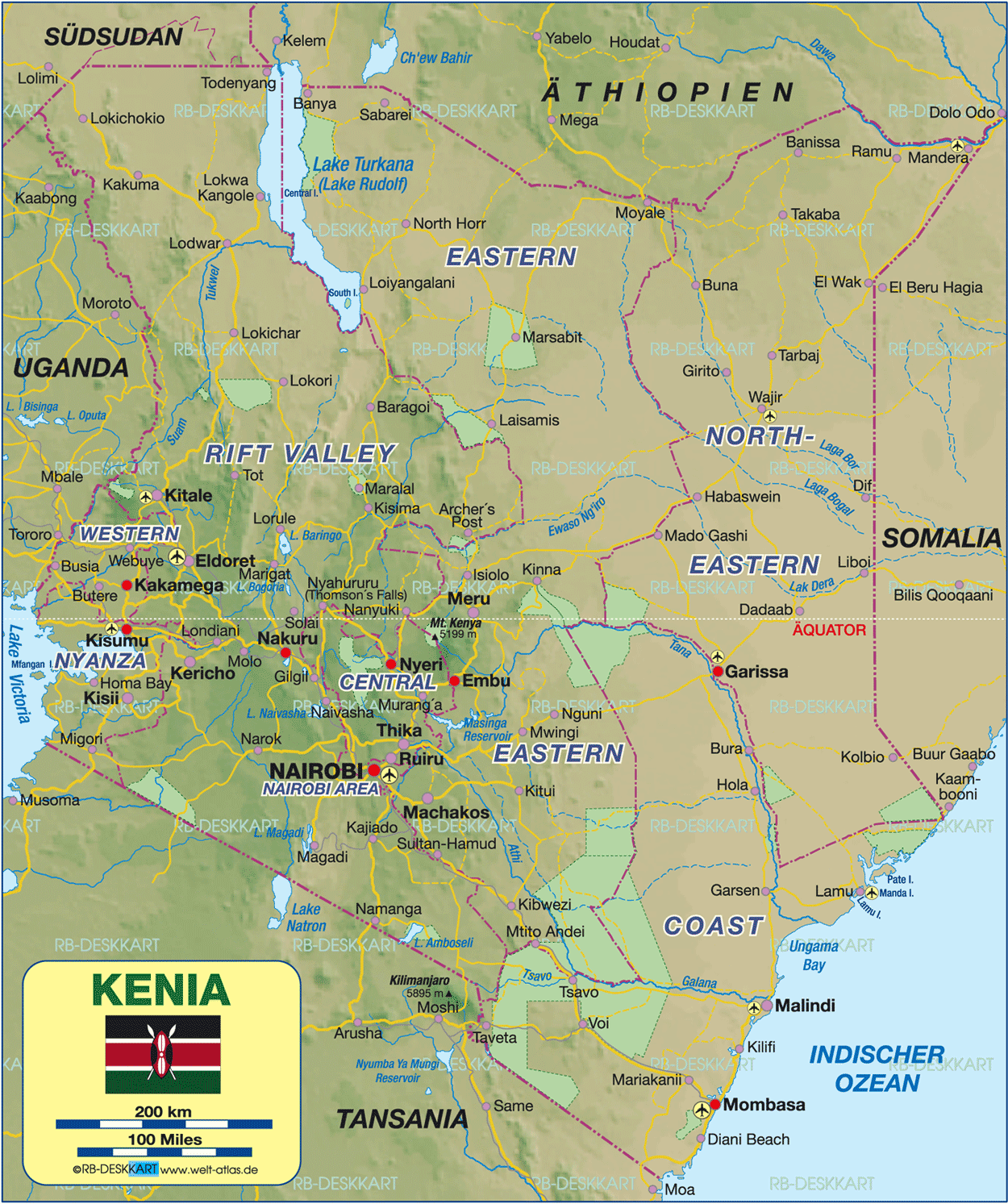 Karte von Kenia, politisch (Land / Staat)