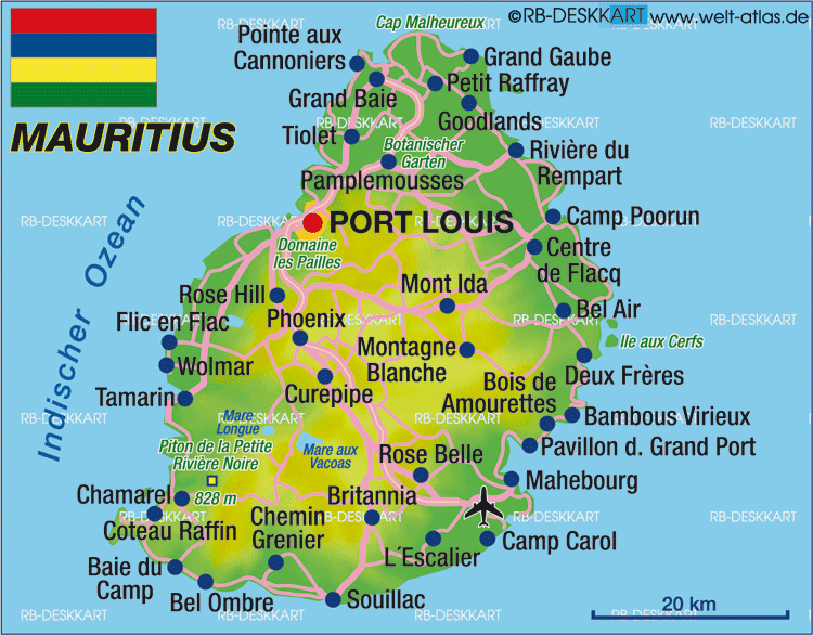 Karte von Mauritius (Land / Staat)