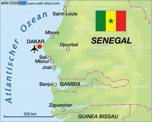 Karte von Senegal (Land / Staat)
