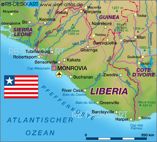 Karte von Liberia (Land / Staat)