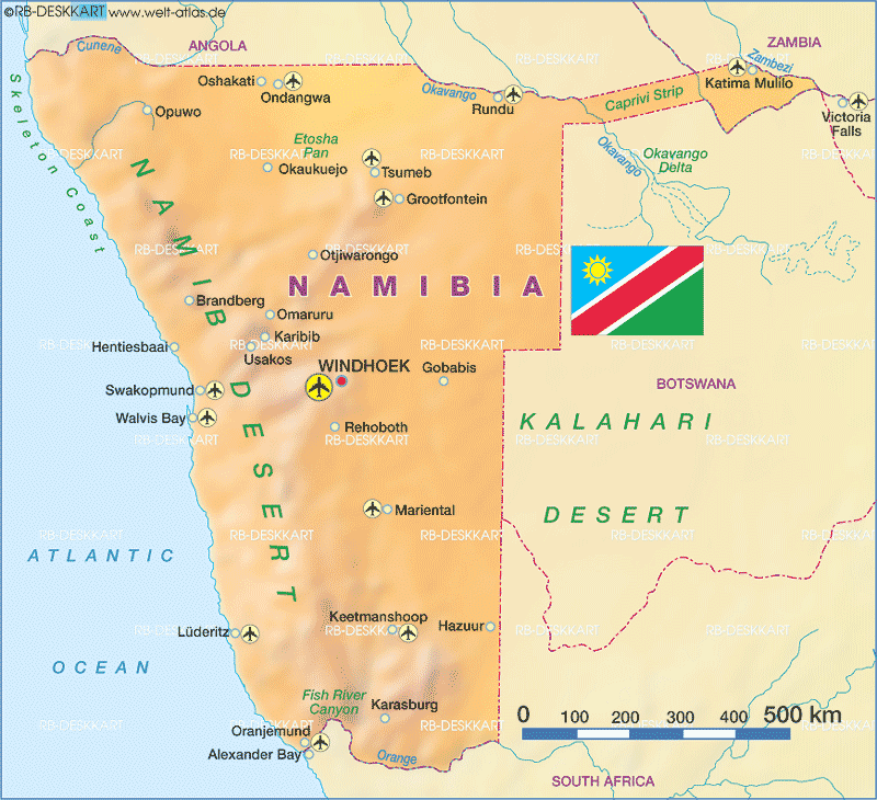 Karte von Namibia (Land / Staat)