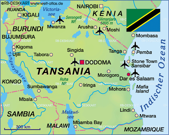 Karte von Tansania (Land / Staat)