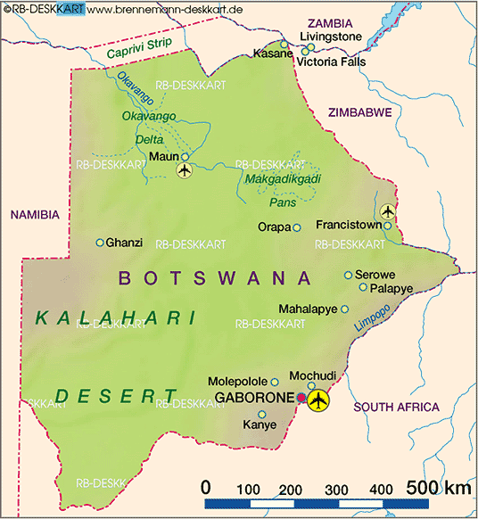 Map of Botswana (Country)