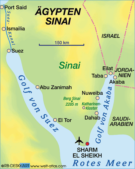 Map of Sinai (Region in Egypt)