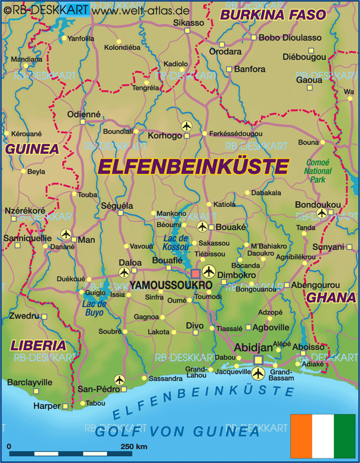 Karte von Elfenbeinküste (Land / Staat)