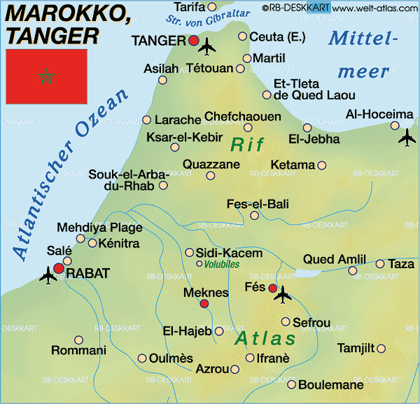 Map of Morocco, Tanger (Region in Morocco)