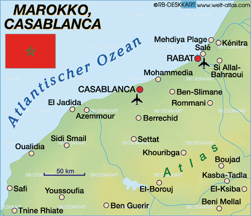 Karte von Marokko, Casablanca (Region in Marokko)