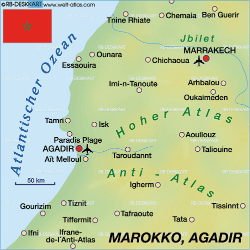 Karte von Marokko, Agadir (Region in Marokko)