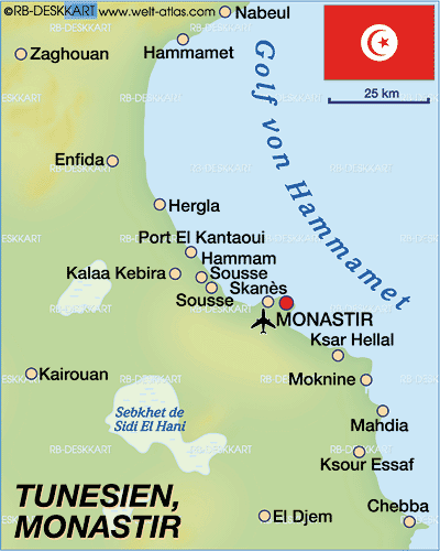 Map of Monastir (Region in Tunisia)