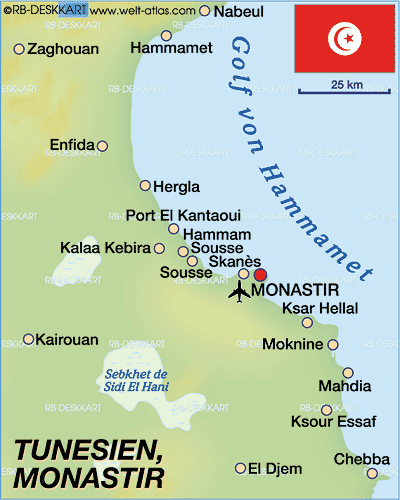 mahdia tunesien karte Karte Von Monastir Region In Tunesien Welt Atlas De mahdia tunesien karte