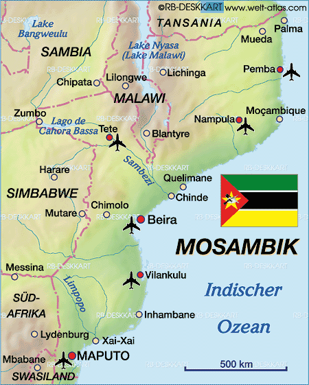 Karte von Mosambik (Land / Staat)