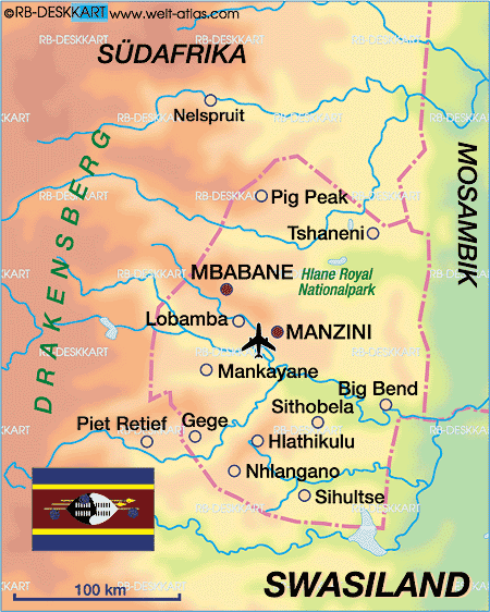Karte von Swasiland (Land / Staat)