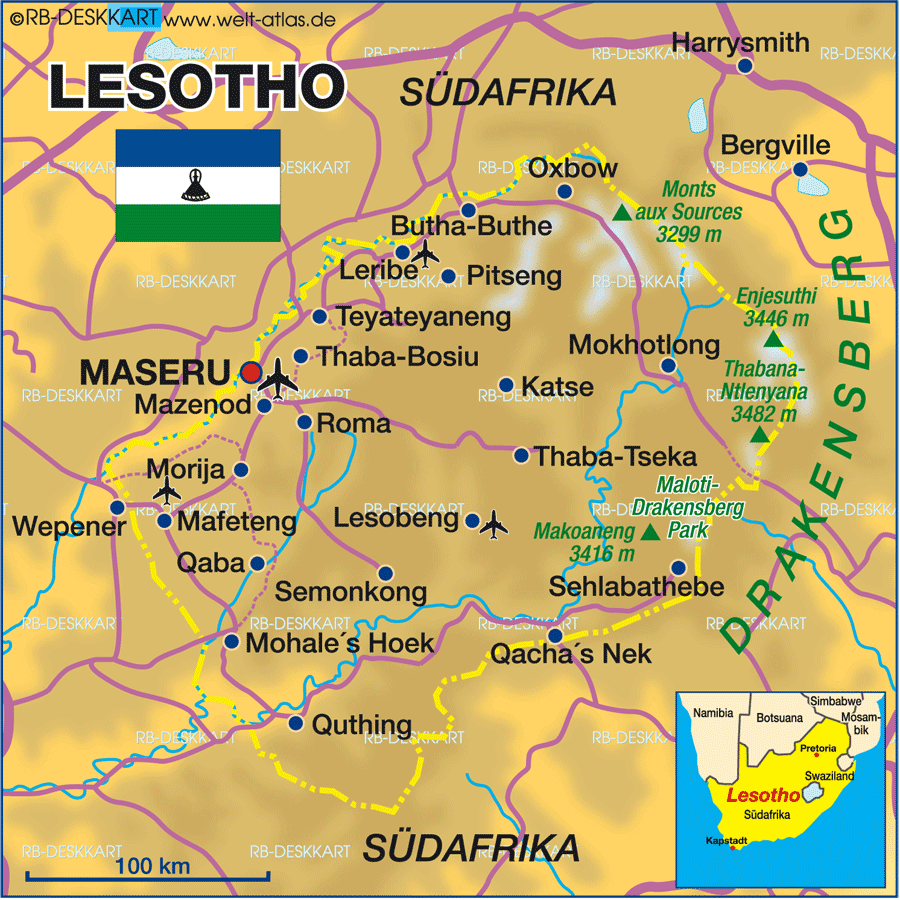 Karte von Lesotho (Land / Staat)