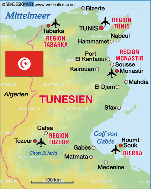 Karte von Tunesien (Land / Staat)