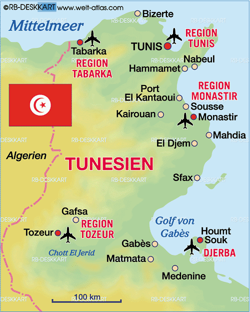 mahdia tunesien karte Karte Von Tunesien Land Staat Welt Atlas De mahdia tunesien karte