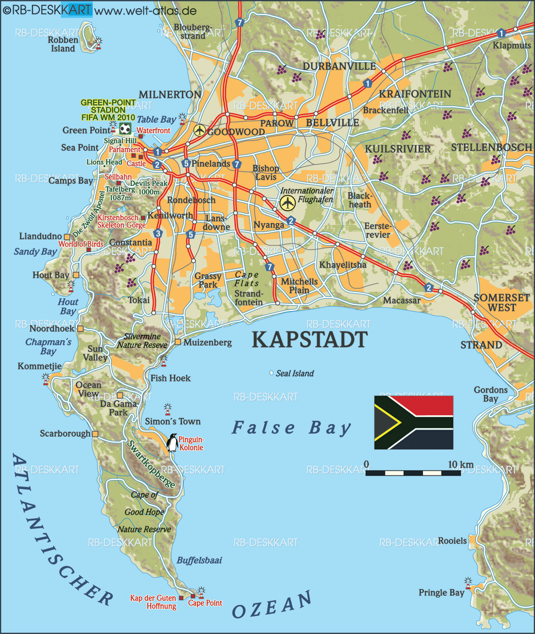 Map of Cape Town (South Africa) - Map in the Atlas of the World ...