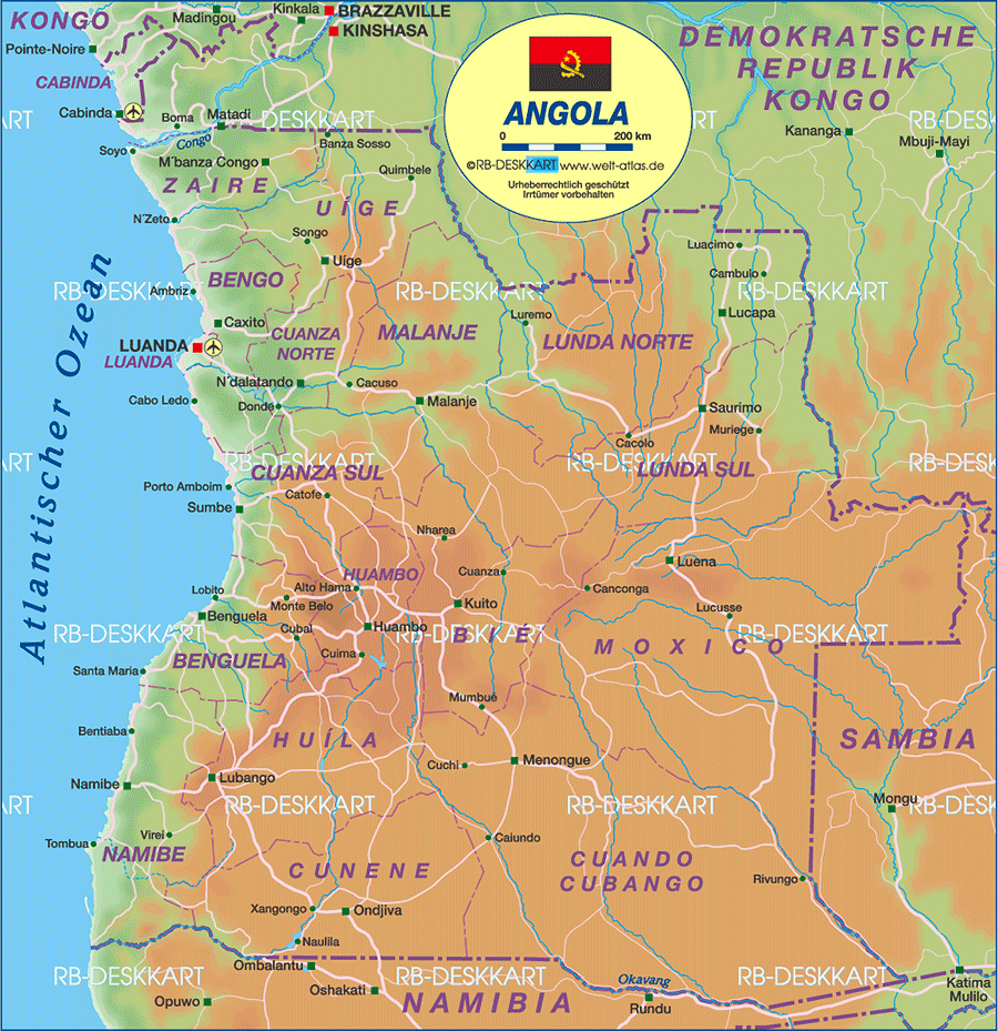 Karte von Angola (Land / Staat)
