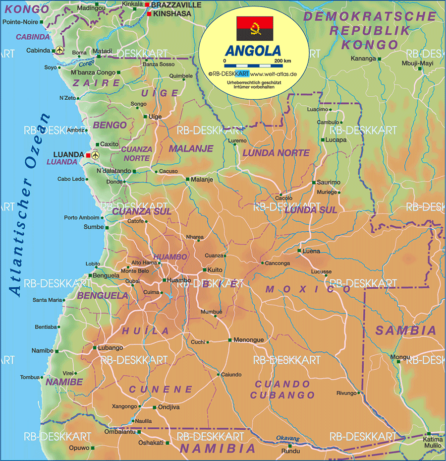 Map Of Angola Country Welt Atlas De