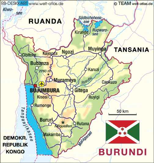 Karte von Burundi (Land / Staat)