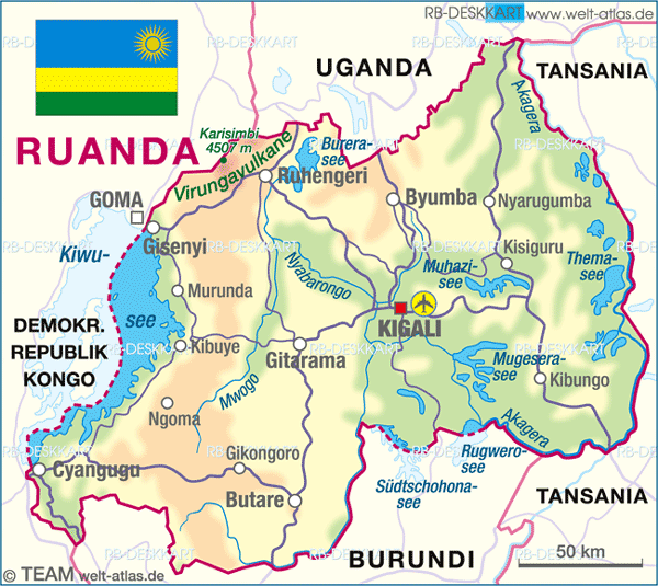 Karte von Ruanda (Land / Staat)