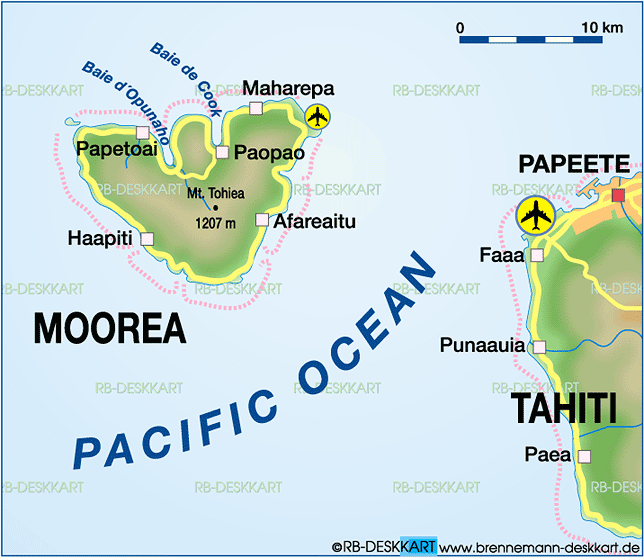 Karte von Moorea (Insel in Französisch Polynesien)