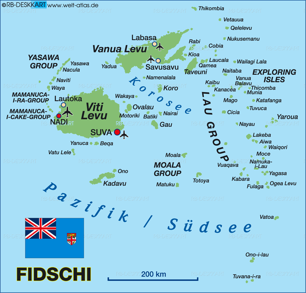 Karte von Fidschi (Land / Staat) | Welt-Atlas.de