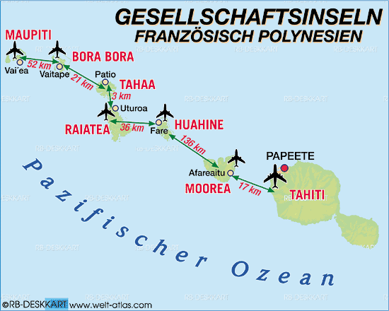 Map Of Society Islands Region In French Polynesia Welt Atlas De