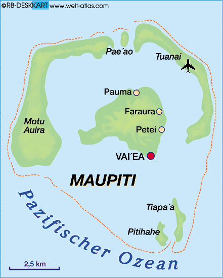 Karte von Maupiti (Insel in Französisch Polynesien)