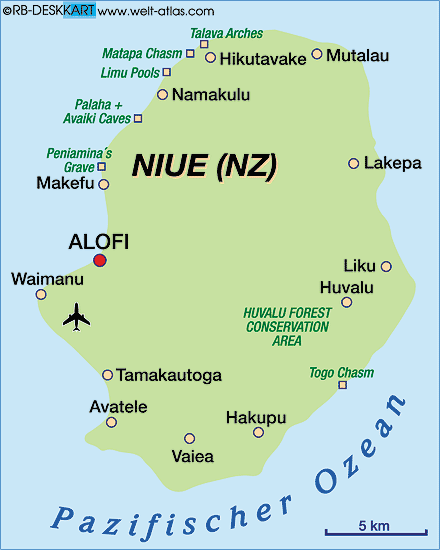 Map of Niue (Island in New Zealand)