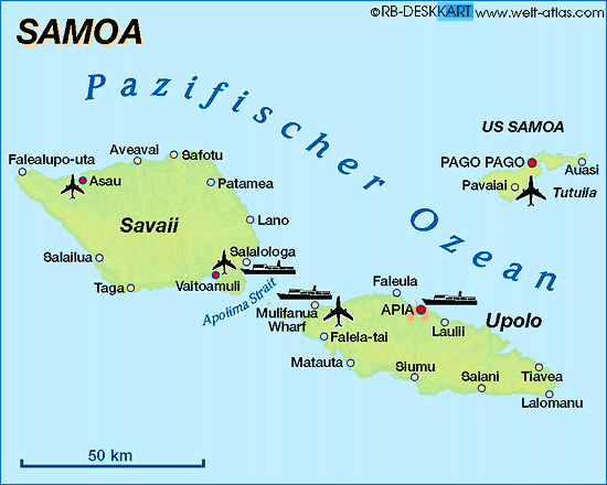 Karte von Samoa (Land / Staat)