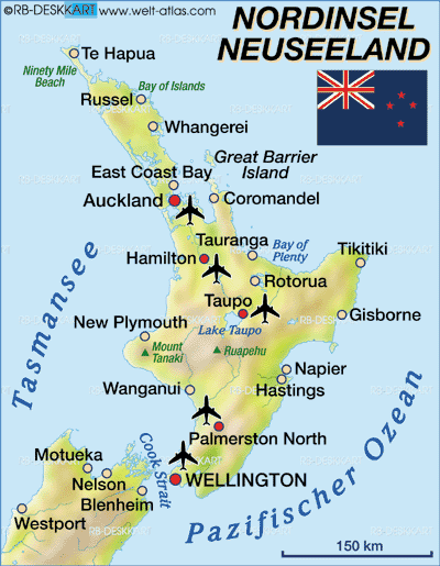 Karte von Neuseeland, Nordinsel (Region in Neuseeland)