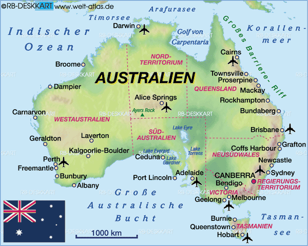 Karte von Australien (Land / Staat)