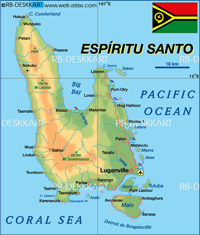 Map of Espiritu Santo (Island in Vanuatu)
