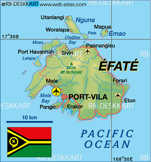 Karte von Efate (Insel in Vanuatu)