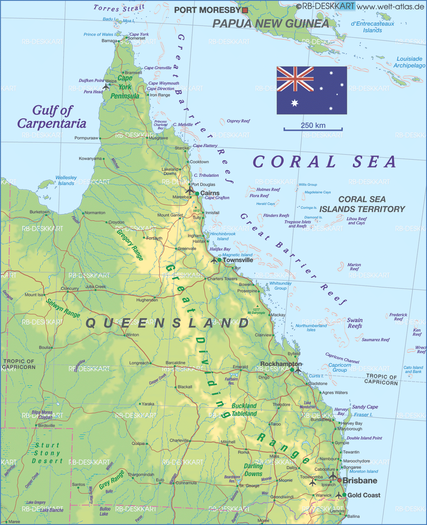 Karte von Queensland (Bundesland / Provinz in Australien)