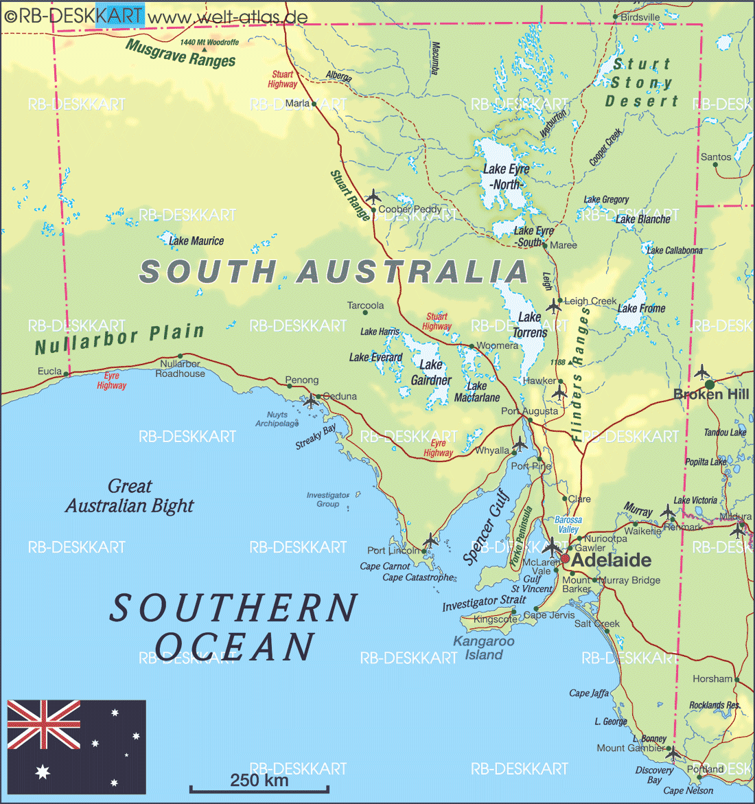 Map of South Australia (State / Section in Australia)