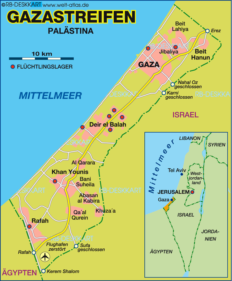 Karte von Gazastreifen (Region in Palästina)