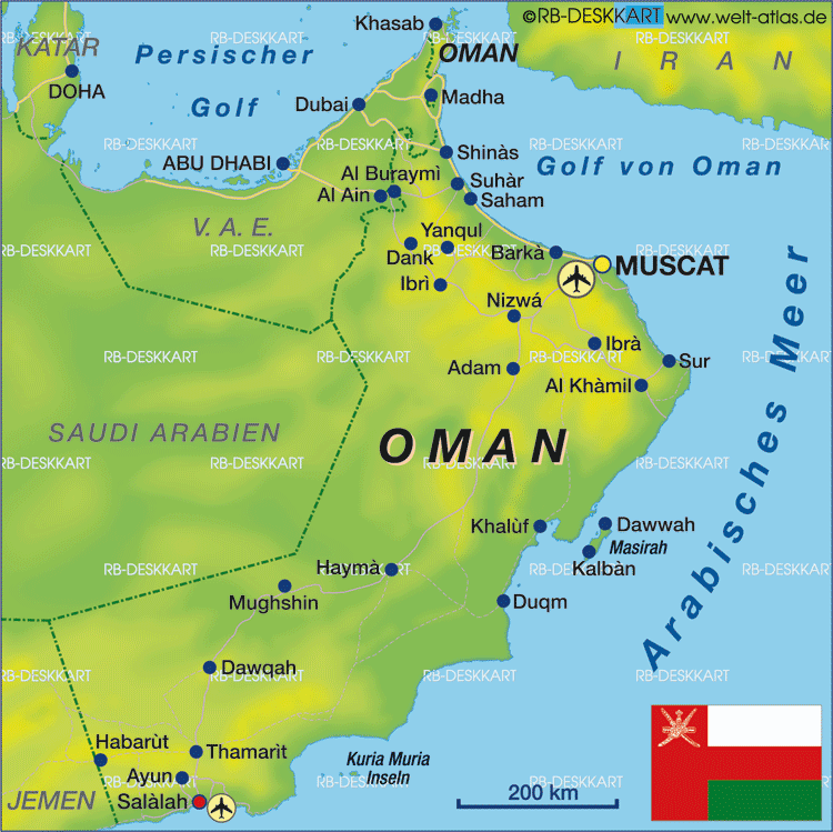 Karte Von Oman Land Staat Welt Atlas De