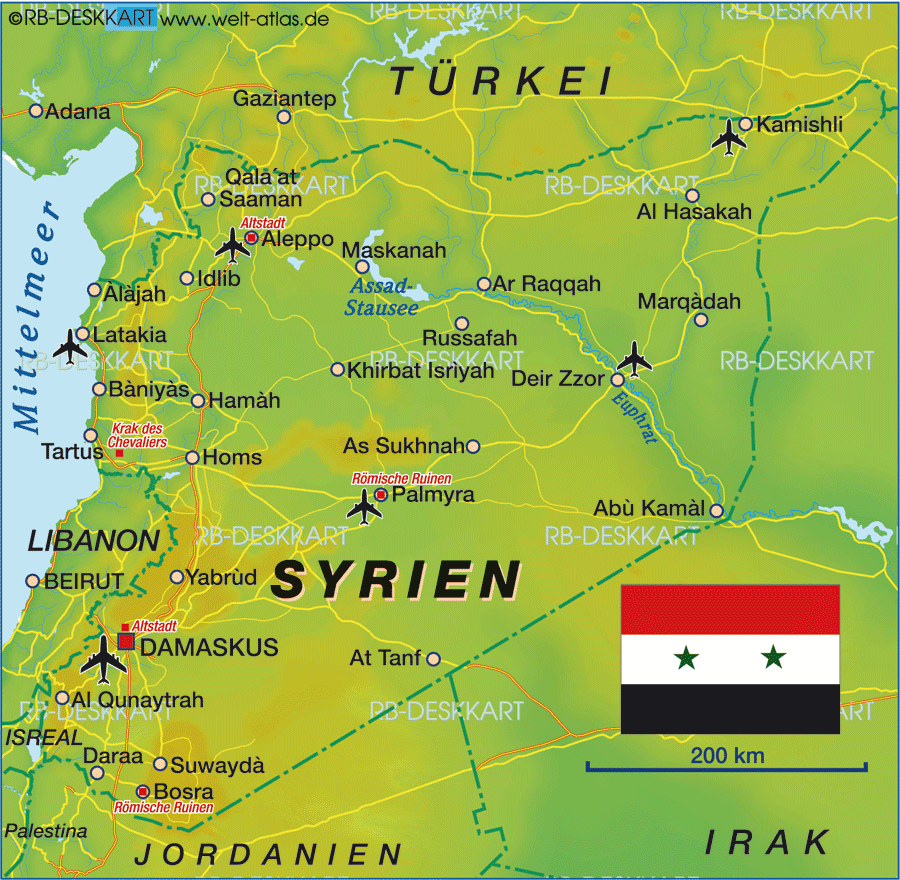 Karte von Syrien (Land / Staat)