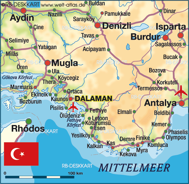 Karte von Dalaman, Türkei (Region in Türkei)