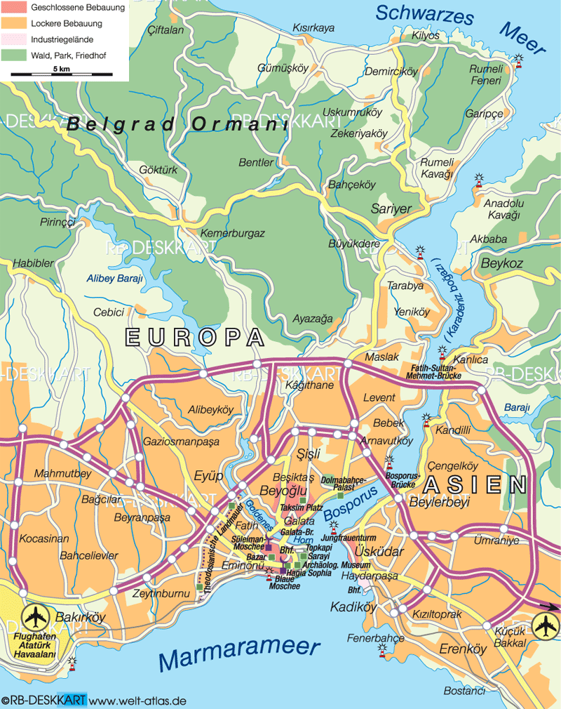 Karte von Istanbul (Stadt in Türkei)