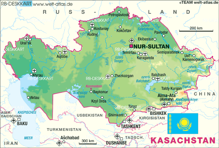 Karte von Kasachstan (Land / Staat) | Welt-Atlas.de