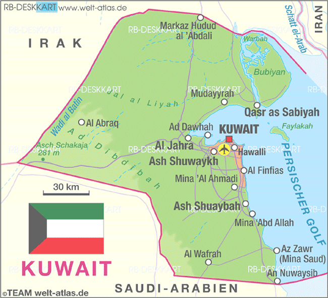 Map Of The World Kuwait Map of Kuwait