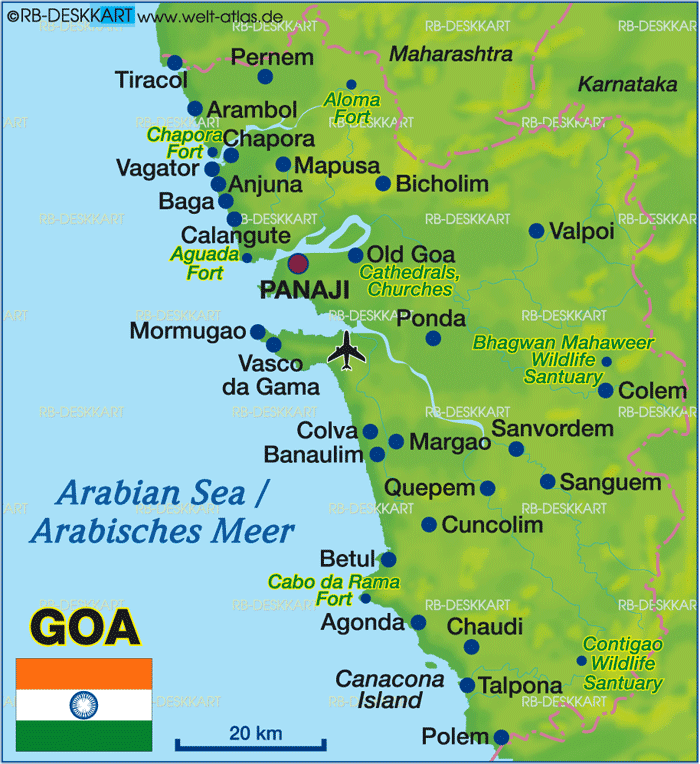 Map of Goa (State / Section in India)